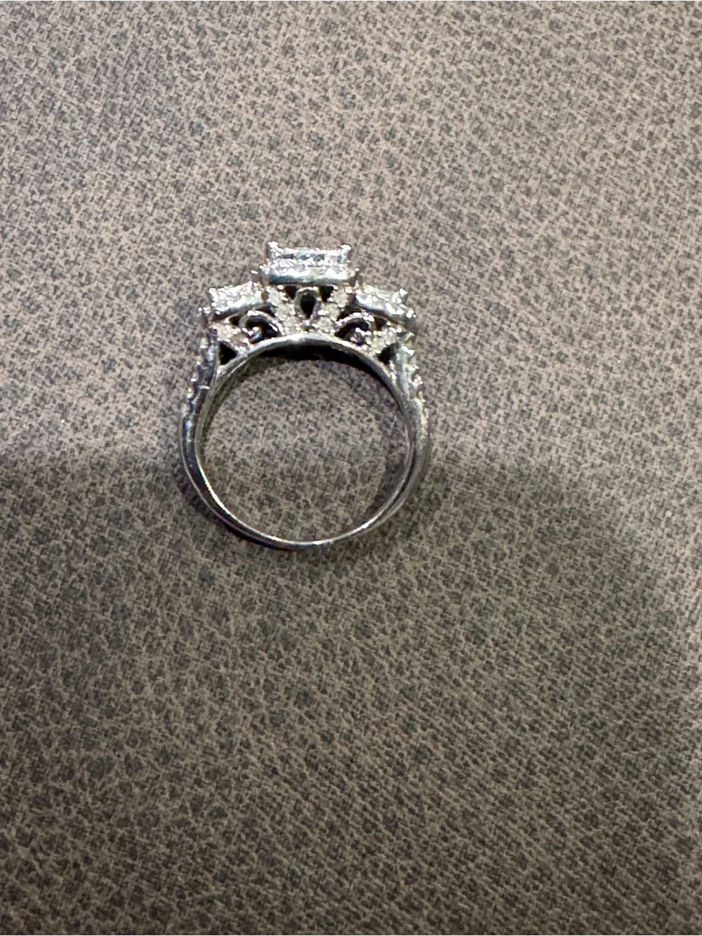 10K White Gold Natural Diamond Princess Cluster Halo Engagement - Picture 4 of 16